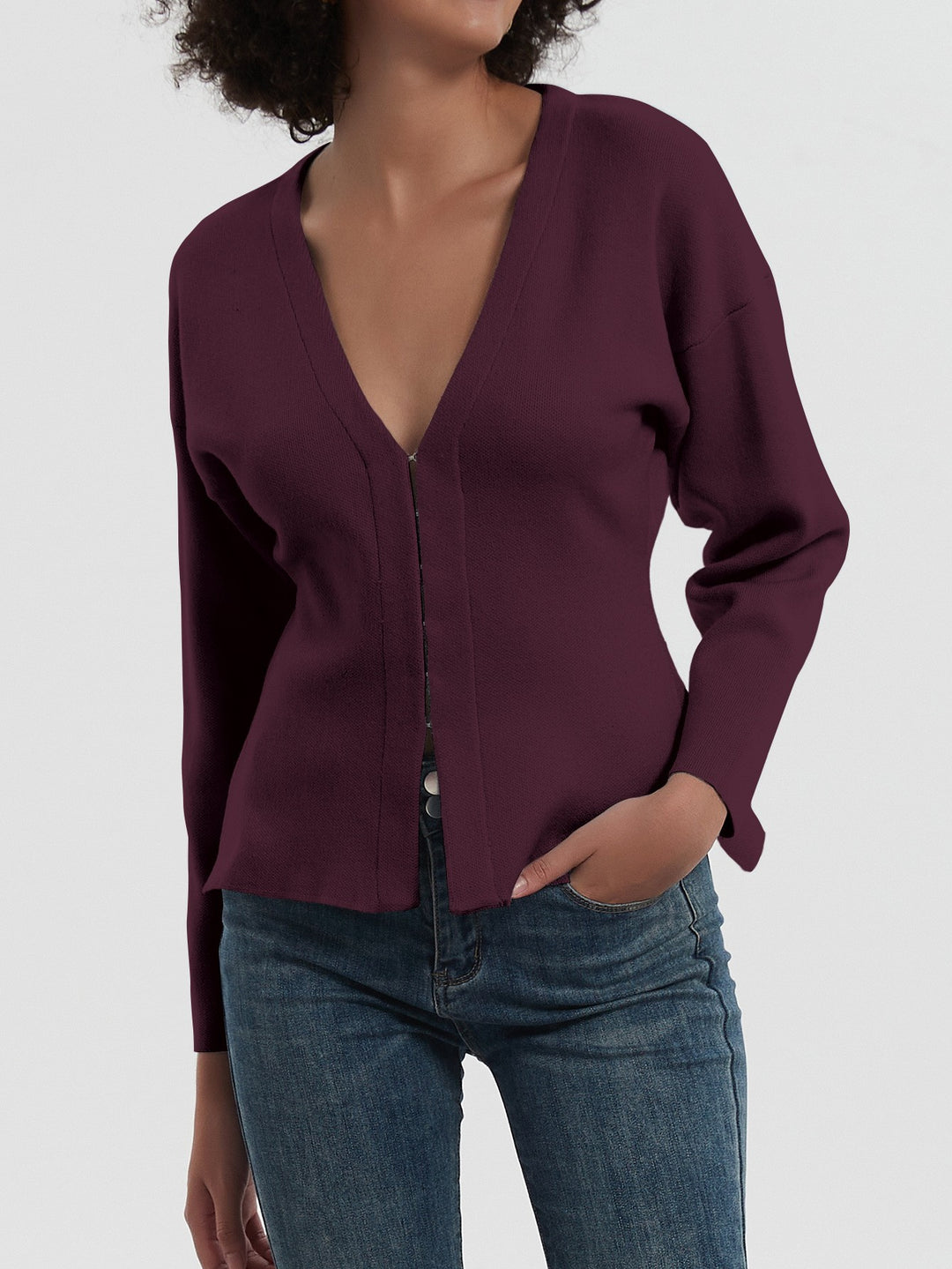 Damen Modischer V-Ausschnitt Cardigan Drune