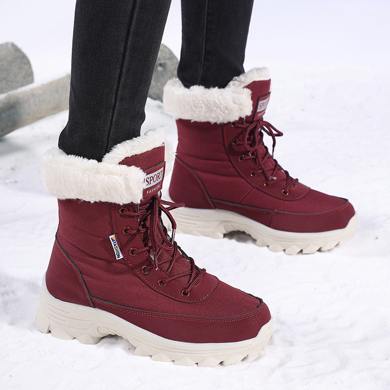 Damen winterliche Outdoor-Stiefel mit wärmeisolierendem Futter und rutschfester Sohle Drune