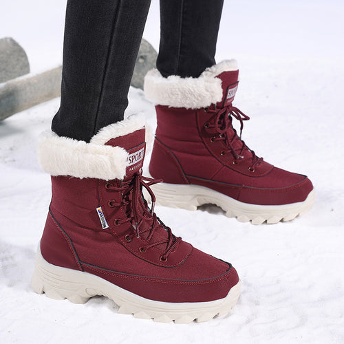 Damen winterliche Outdoor-Stiefel mit wärmeisolierendem Futter und rutschfester Sohle Drune