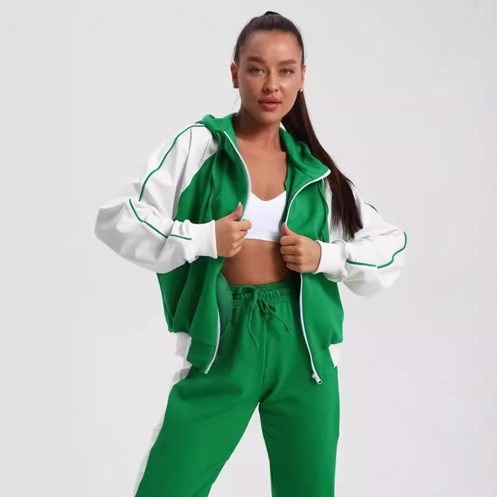 Damen Sportliches Freizeit-Set mit farblichen Kontrasten und praktischen Taschen Drune