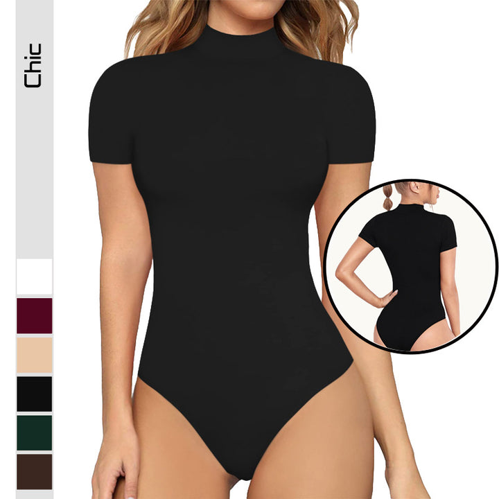 Damen Body mit hohem Kragen und Kurzarm Drune