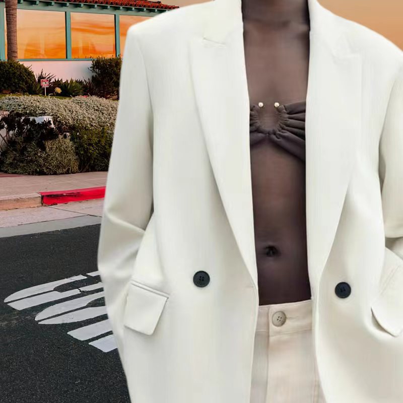 Damen Eleganter Blazer mit doppelt geknöpften Lappen Drune