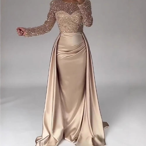 Damen Elegantes Abendkleid mit glitzerndem Oberteil und fließendem Rock Drune