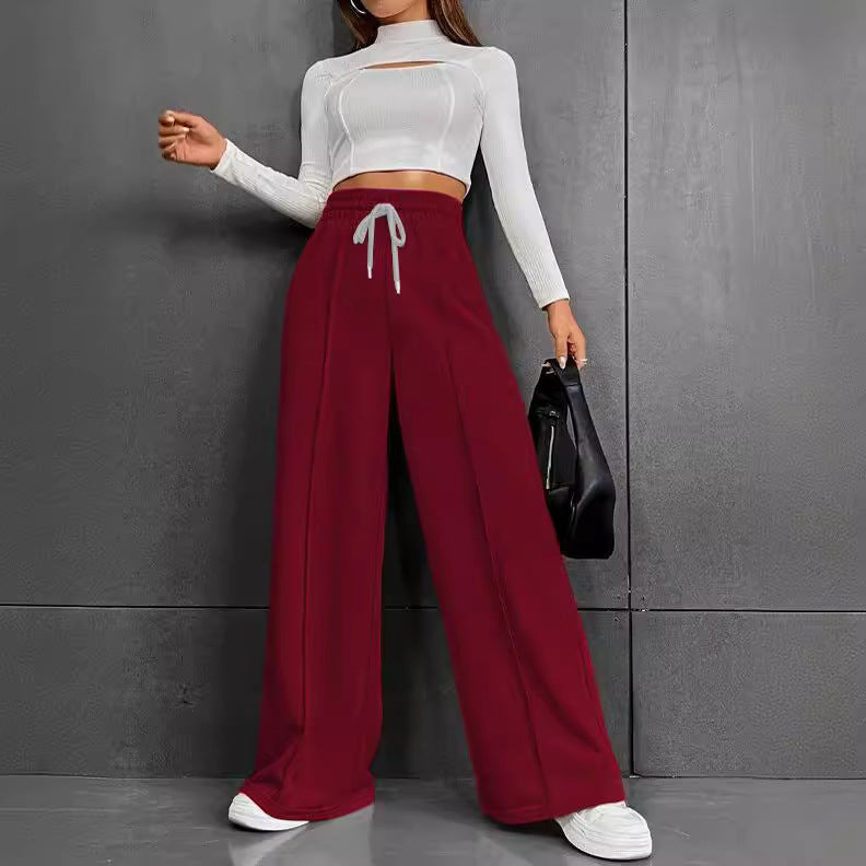 Damen weite Freizeit-Hose mit elastischem Bund und seitlichen Taschen Drune