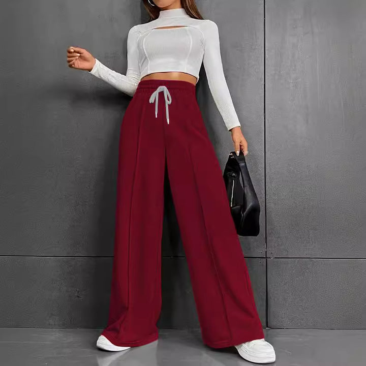 Damen weite Freizeit-Hose mit elastischem Bund und seitlichen Taschen Drune