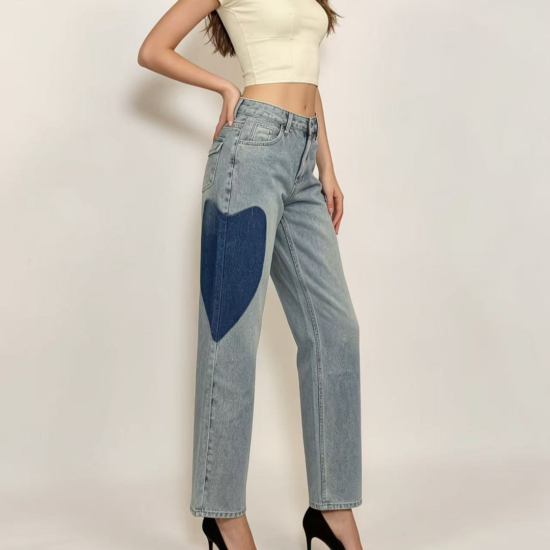 Damen weit geschnittene Denim-Jeans mit einzigartigen Farbakzenten Drune