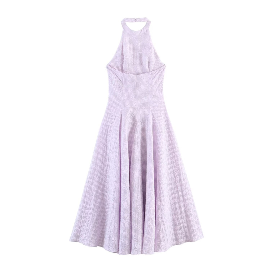 Damen Abendkleid mit hohem Kragen und fließendem Rock Drune