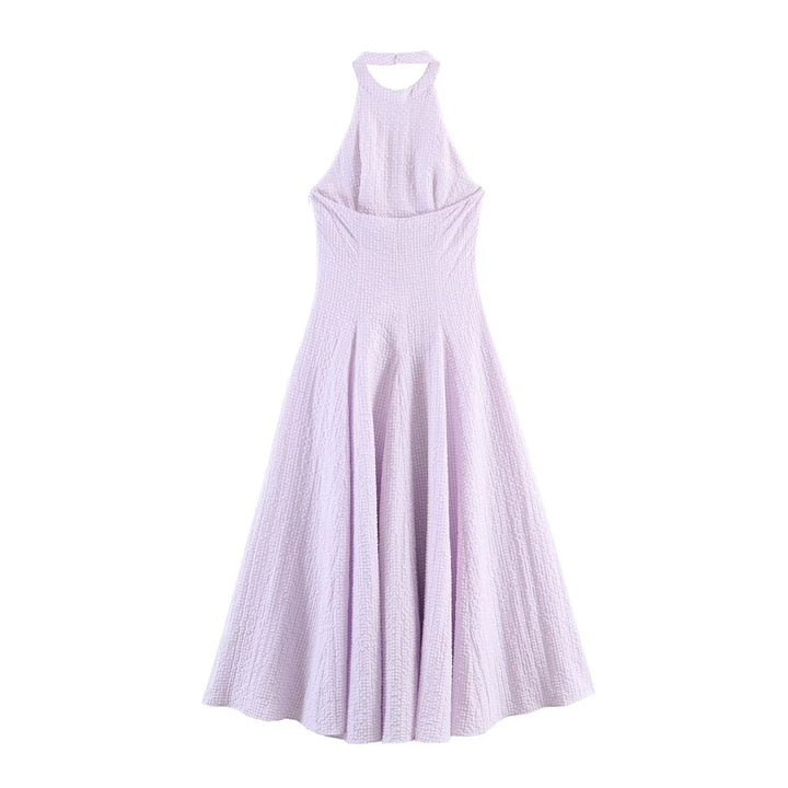 Damen Abendkleid mit hohem Kragen und fließendem Rock Drune