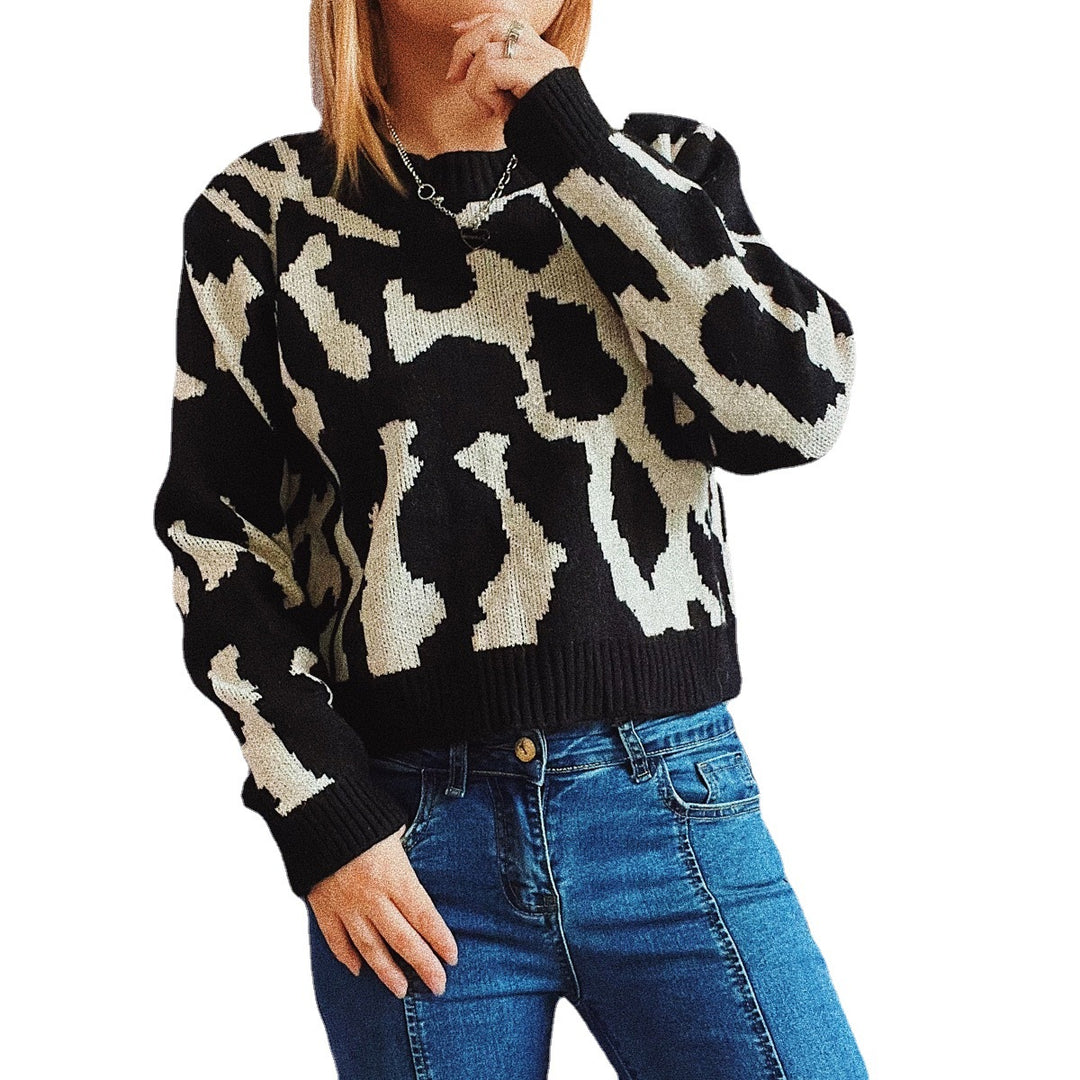 Damen gemusterter Pullover mit modernem Tierdruck Drune