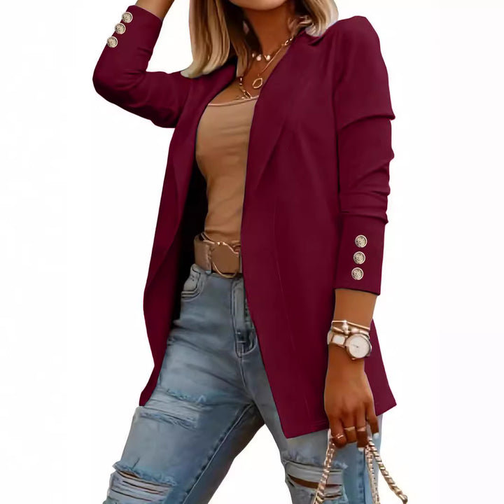 Damen Eleganter Blazer mit glamourösen Knöpfen und taillierter Passform Drune