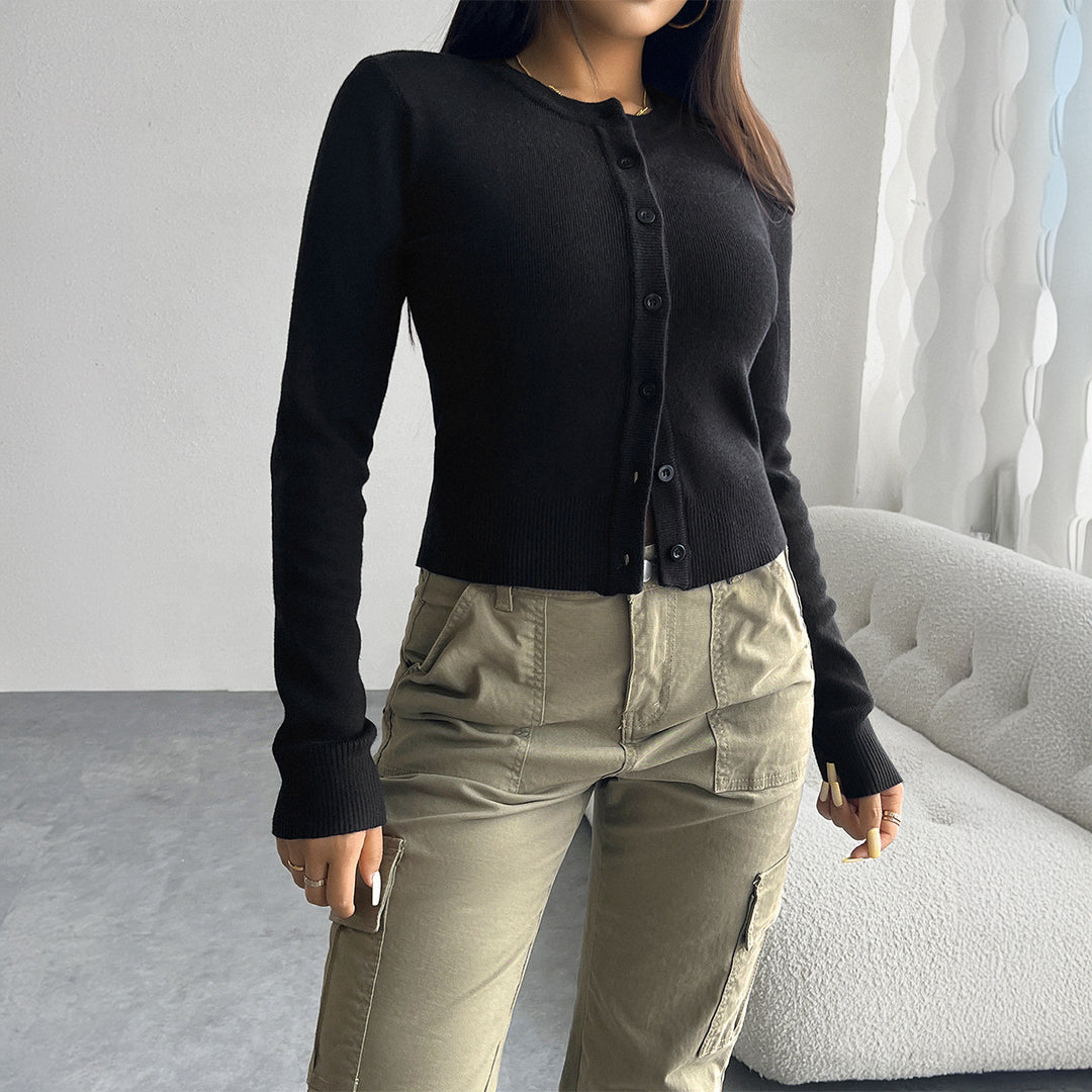 Damen Cardigan mit feiner Ribstruktur und Knopfverschluss Drune