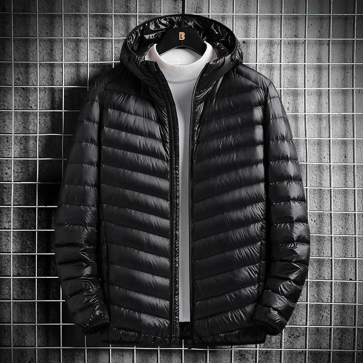 Herren nan ultraleichte Steppjacke mit Kapuze, winddichter Außenhülle und packbarem Thermofutter Drune