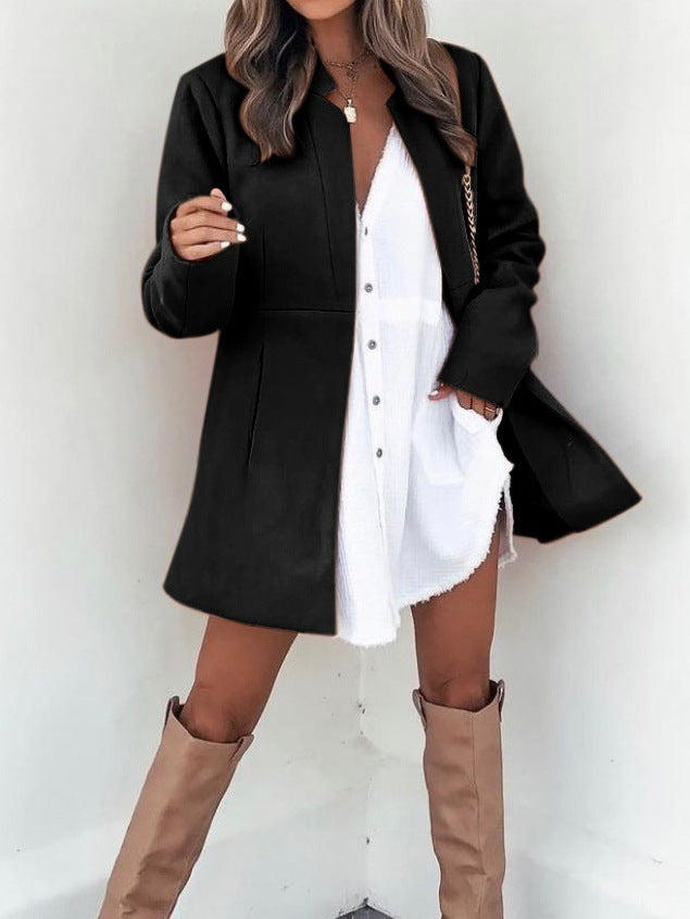 Damen minimalistischer Wool-Style Mantel mit elegantem Schnitt Drune
