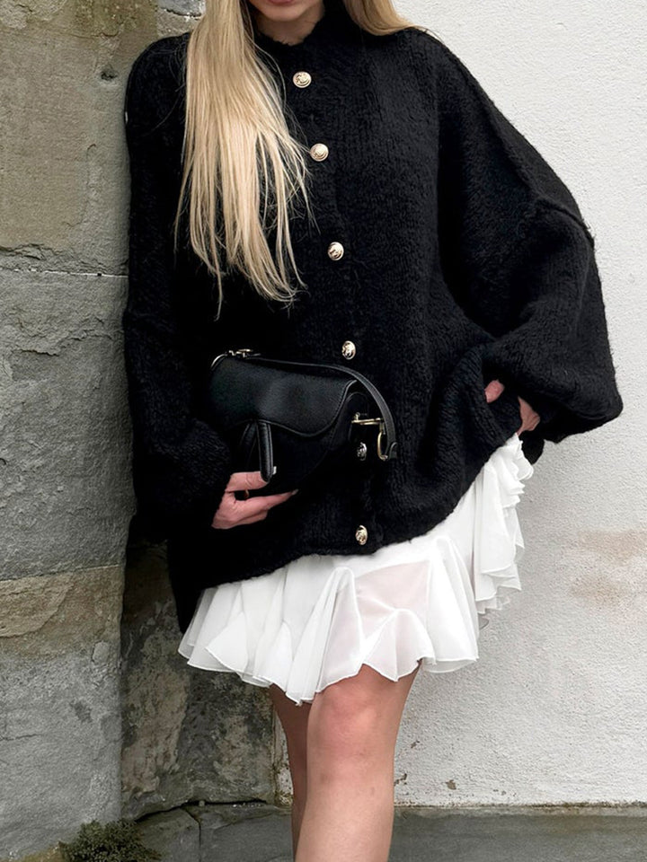 Damen gemütlicher Oversized-Strickpullover mit modernem Schnitt und voluminösen Ärmeln Drune
