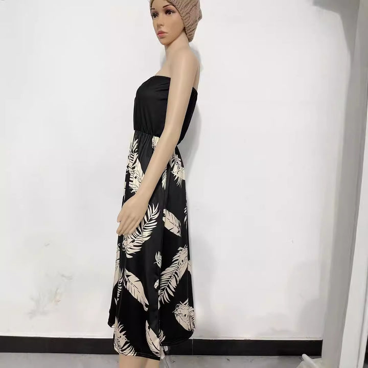 Damen Maxikleid mit Trägerlosem Oberteil und Floralprint Drune