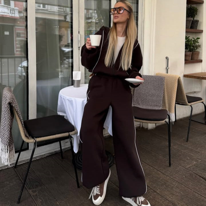 Damen Sportliches Set mit cropped Jacke und weiten Hosen Drune