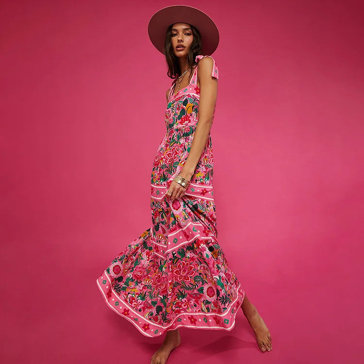 Damen Floral Motive Badeanzug mit verspieltem Trägerdesign Drune