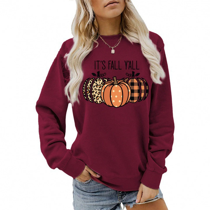 Damen nan lässiges Herbst Sweatshirt mit Kürbismotiv und Rundhalsausschnitt Drune