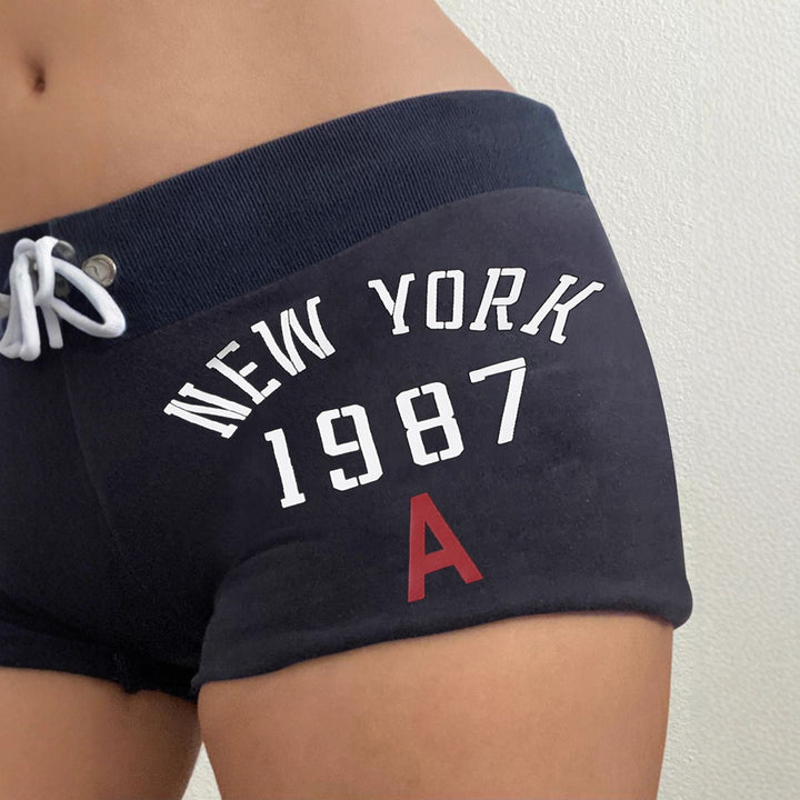 Damen Sportliche Badeshorts mit hohem Bund und verstellbarem Kordelzug Drune