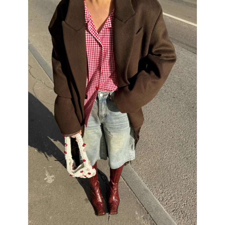 Damen Oversized Fransenjacke Drune