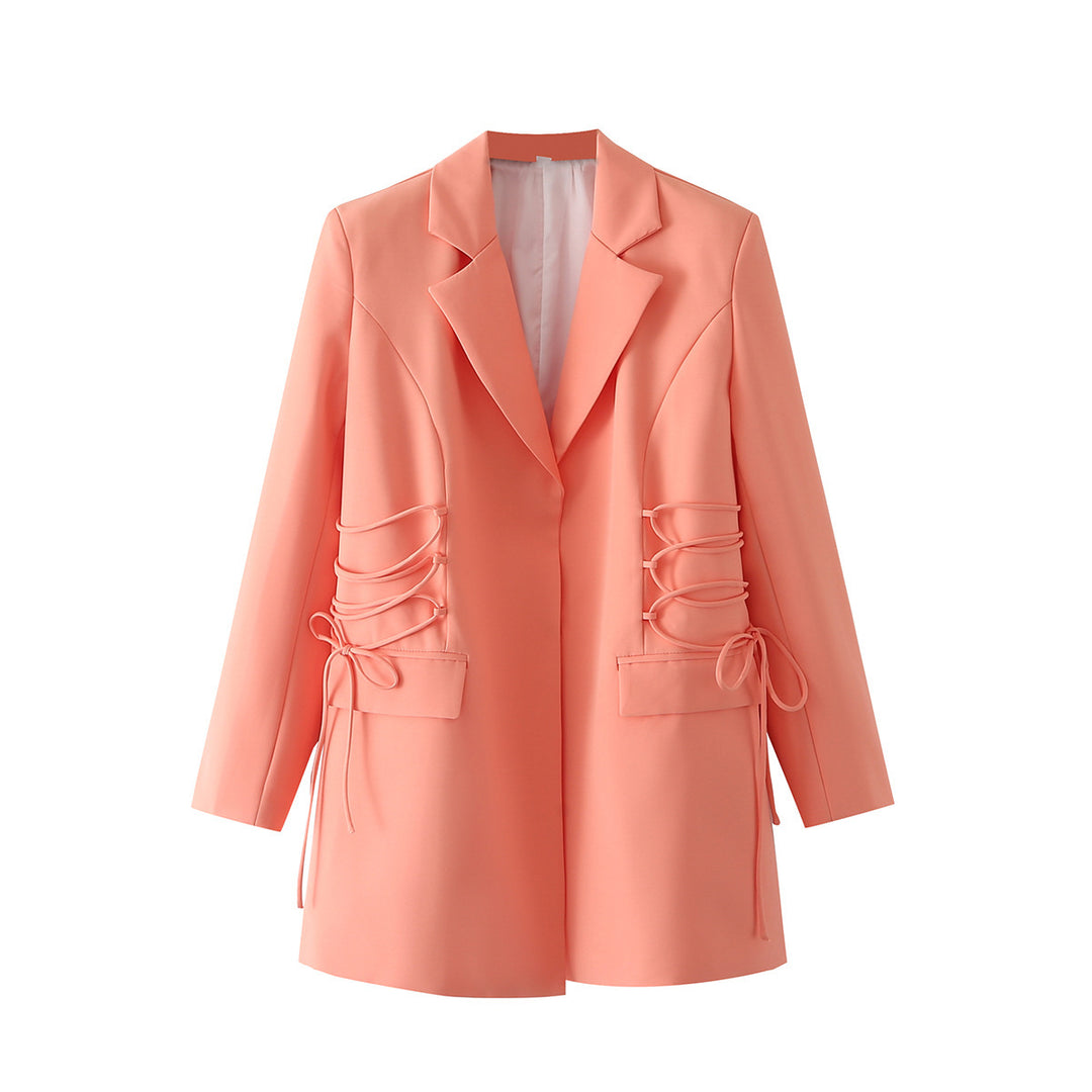 Damen modischer Blazer mit raffinierten Schnüroptiken und praktischen Taschen Drune