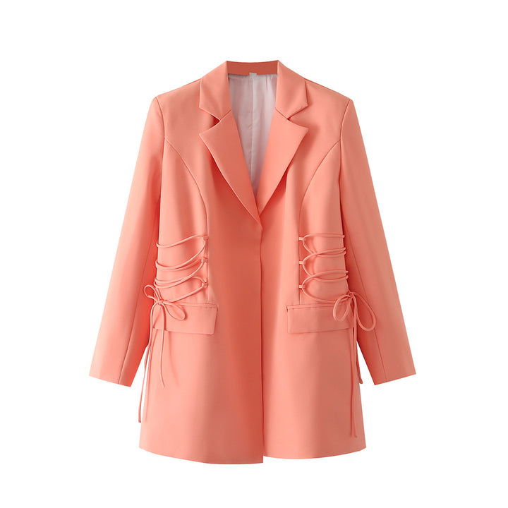 Damen modischer Blazer mit raffinierten Schnüroptiken und praktischen Taschen Drune