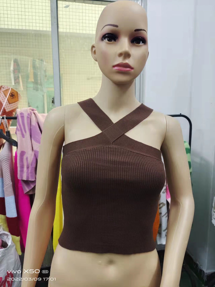 Damen Crop-Top mit schickem Kreuz-Trägerdesign Drune
