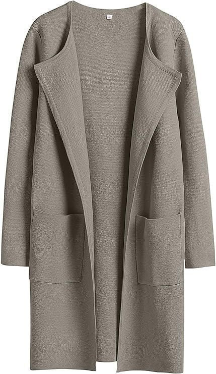 Damen modische Strickjacke mit offenen Front und praktischen Taschen Drune
