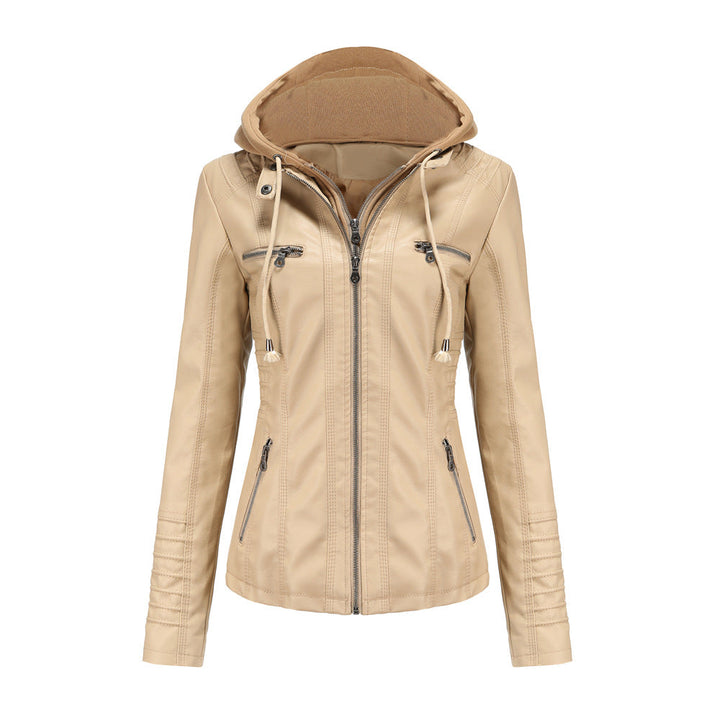 Drune | Lederjacke - Mit Kapuze - Figurbetonter Schnitt - Vielseitig & Stylisch