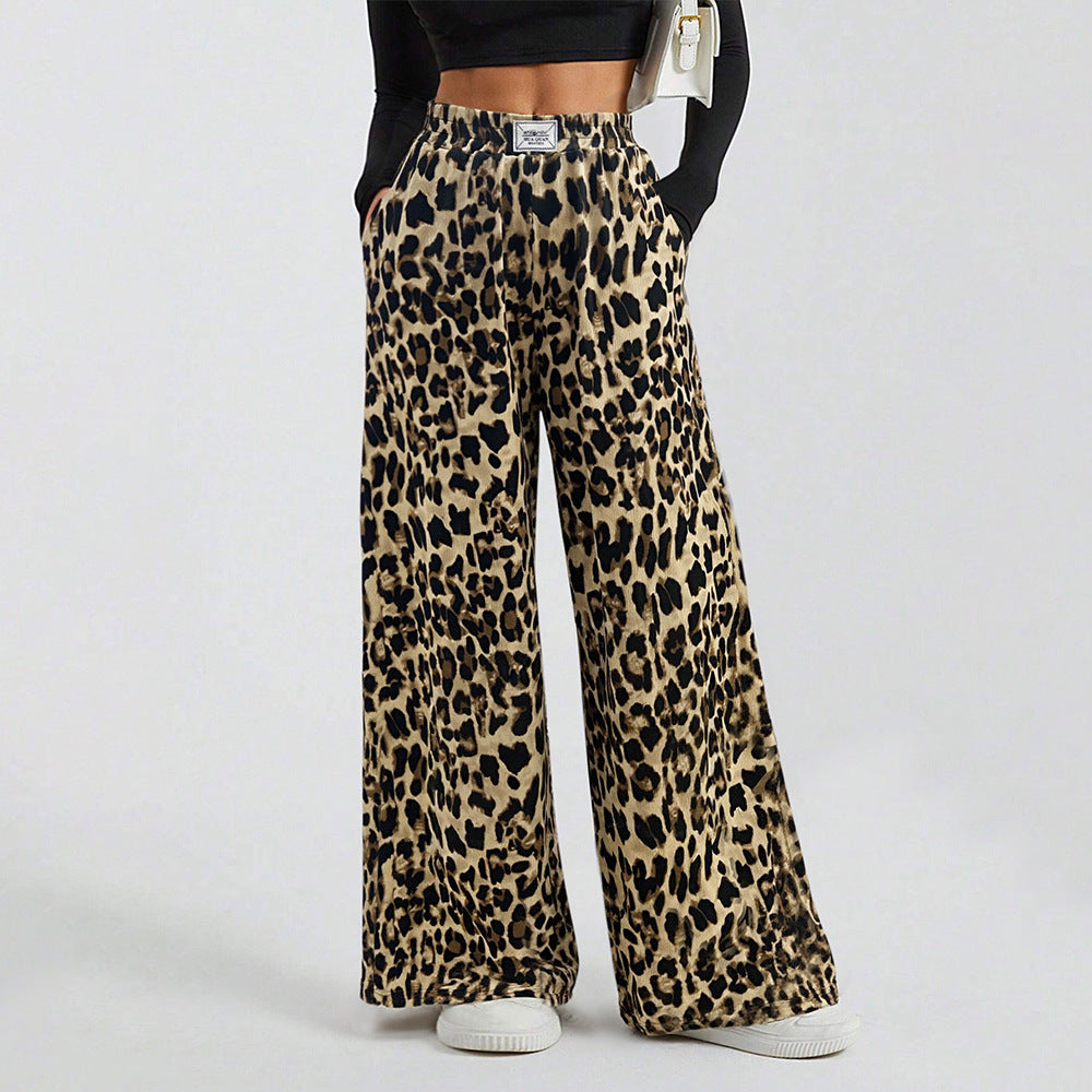 Damen Weite Palazzo-Hose mit tierischem Print und komfortablem Elastikbund Drune