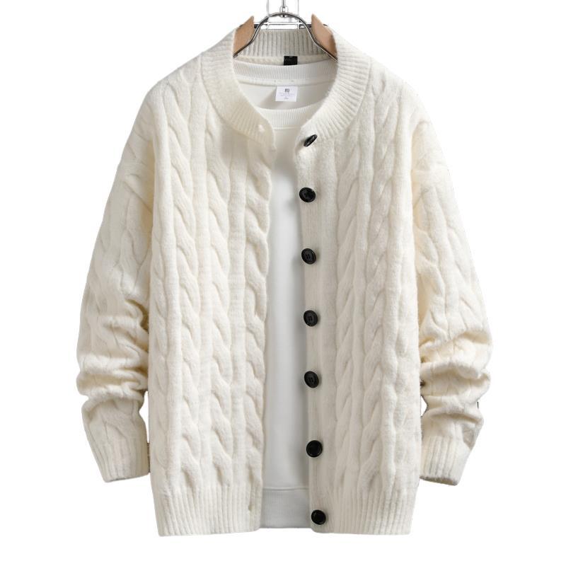 Herren Strickjacke mit modernem Zopfmuster und durchgehendem Knopfverschluss Drune