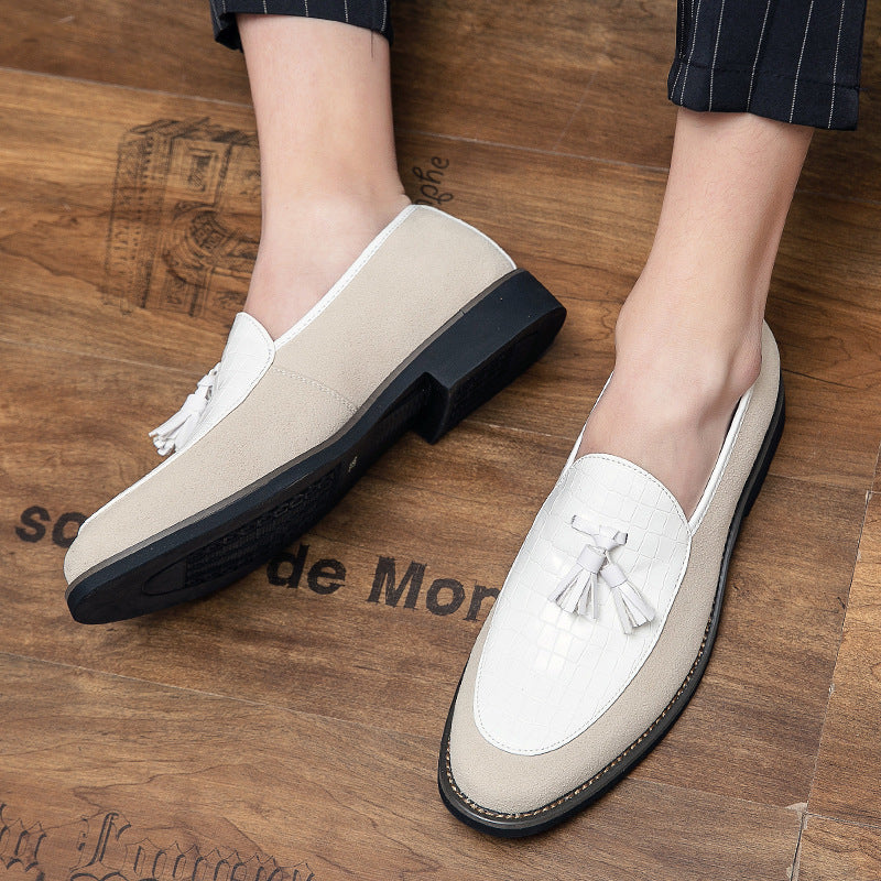 Herren eleganter Quasten-Loafer mit kroko-geprägtem Lederblatt und weichem Veloursaußenmaterial Drune