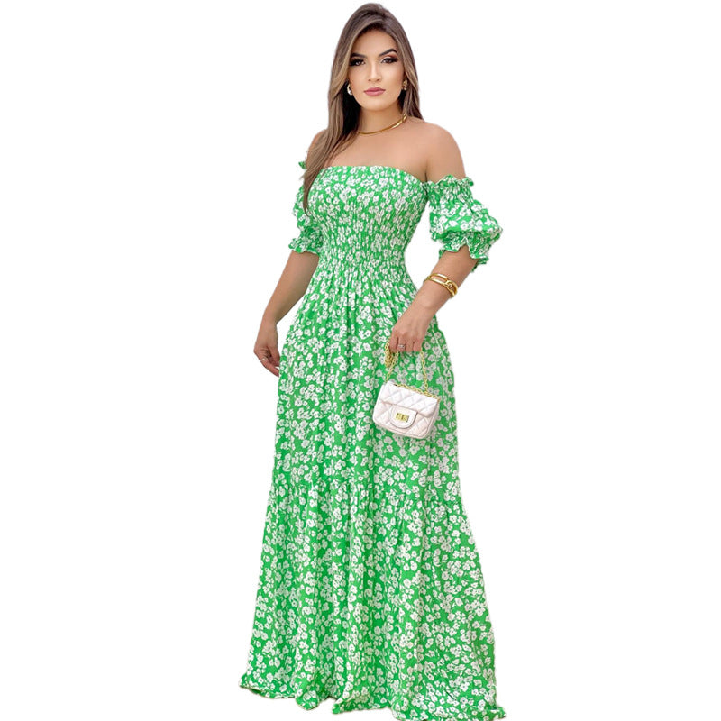 Damen Luftiges Maxikleid mit schulterfreiem Design und Rüschendetails Drune