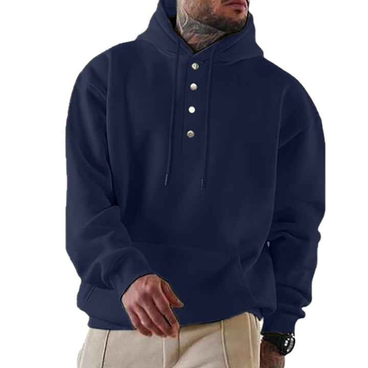 Herren Kapuzenpullover mit Knopfleiste und XXL-Passform Drune