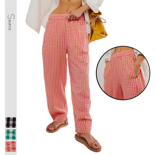 Drune | Karo Baumwollgewebte lässige College-Style Bubble-Hosen