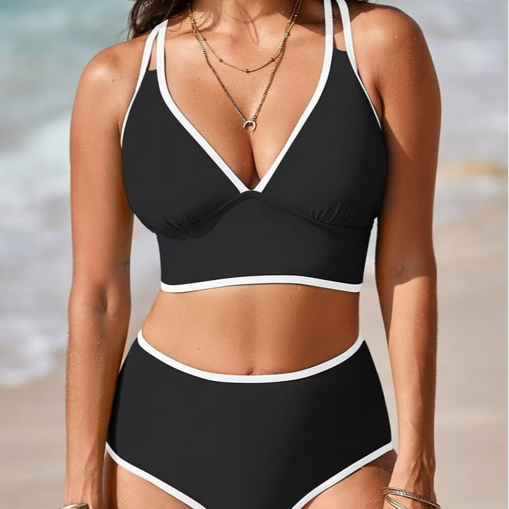 Damen Bikini-Set mit elegantem Hochgeschnittenen Höschen und verstellbaren Trägern Drune
