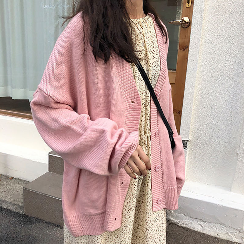Damen lässiger Strickcardigan mit dekorativen Knopfdetails und oversized Passform Drune