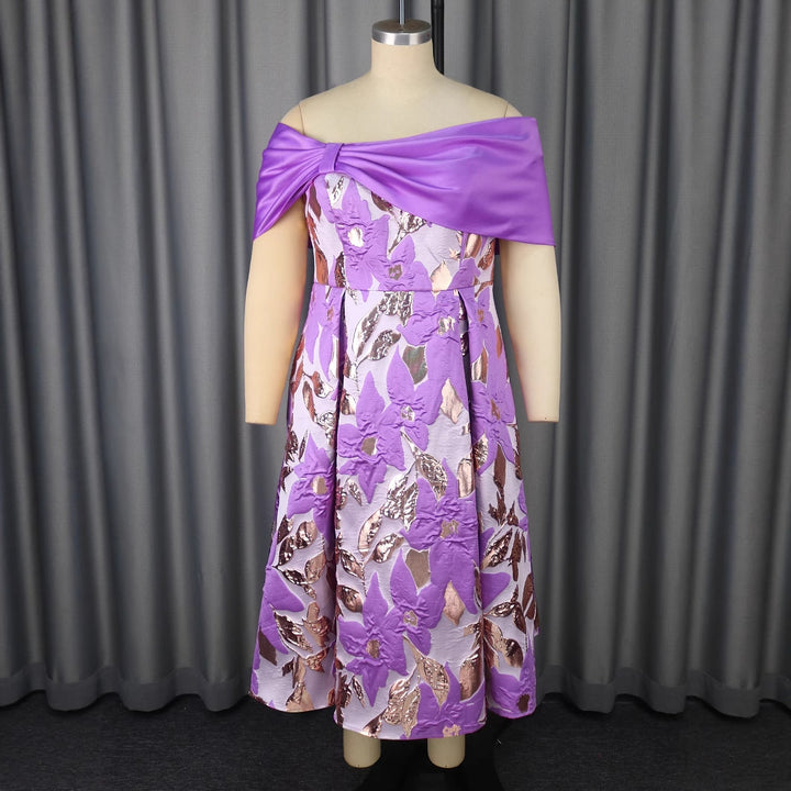 Damen Elegantes Abendkleid mit schulterfreier Applikation und floralen Motiven Drune