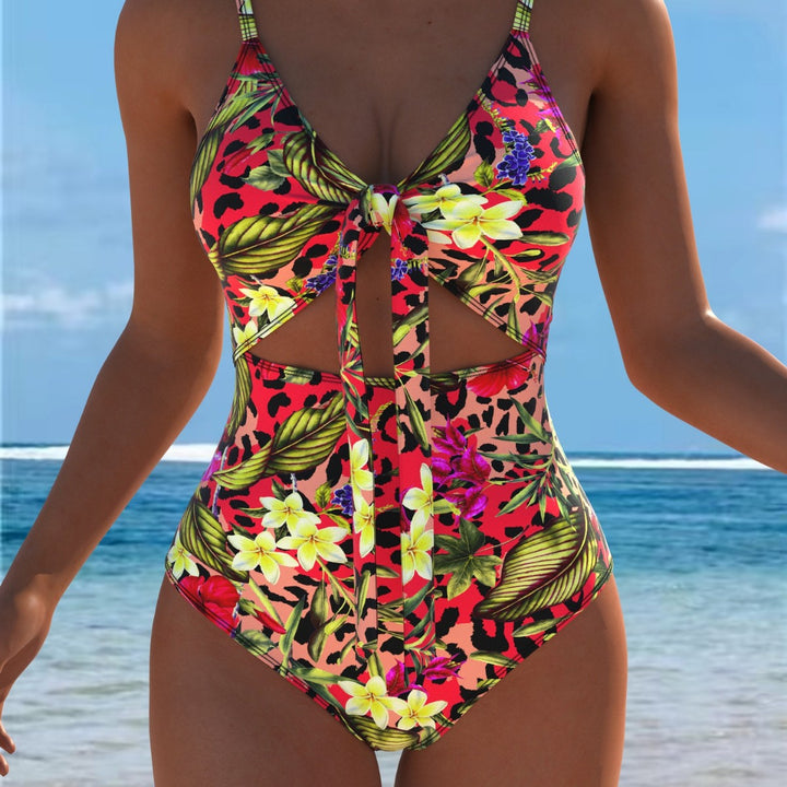 Damen Einteiler Badeanzug mit verführerischem Wickeldetail und floralem Design Drune