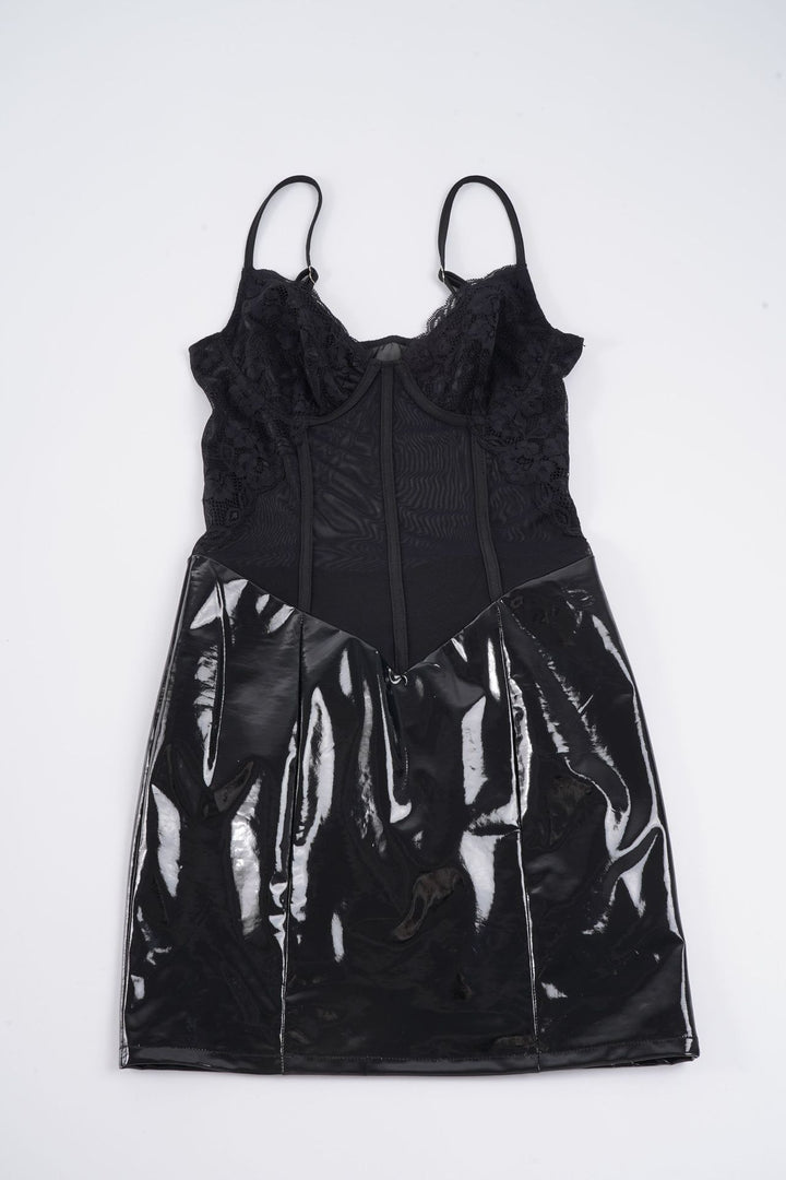 Damen Sexy Spitzenkleid im figurbetonten Design mit glänzendem Unterrock Drune