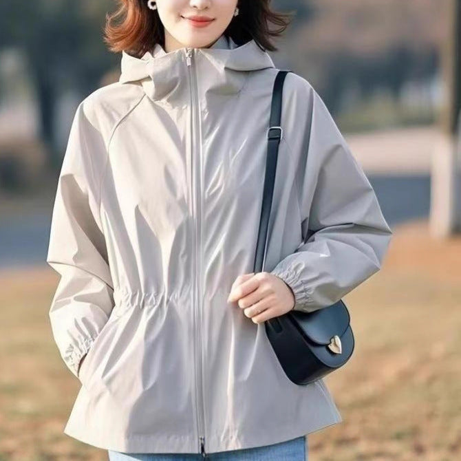 Damen Übergangsjacke mit verstellbarem Bund und hohen Kragen Drune
