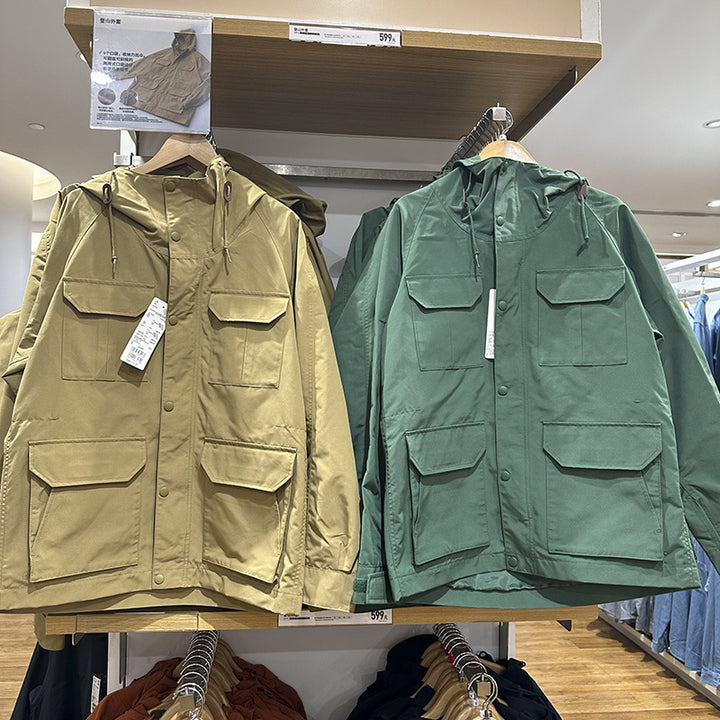 Drune | Vintage Winddichte Arbeitsjacke Mit Kapuze Und Mehreren Taschen