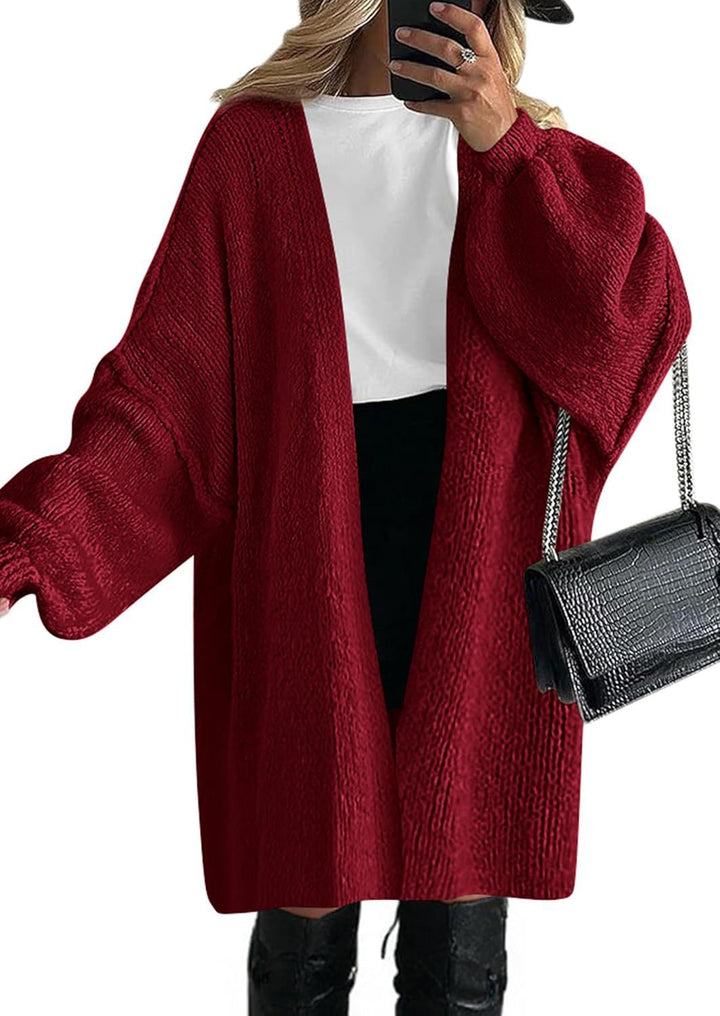 Damen Lässiger Strickcardigan mit offenem Schnitt und großen Taschen Drune