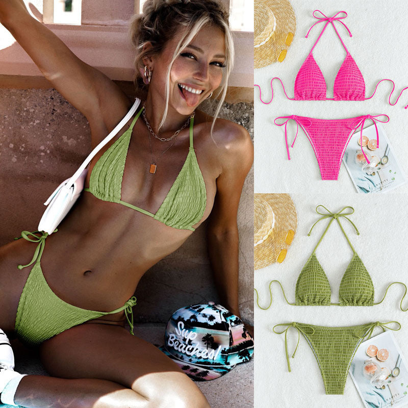 Damen Triangel-Bikini Set mit verstellbaren Trägern und minimalistischem Design Drune