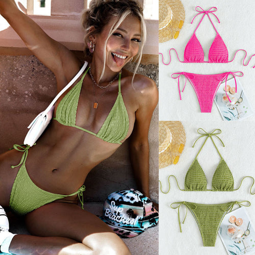 Damen Triangel-Bikini Set mit verstellbaren Trägern und minimalistischem Design Drune