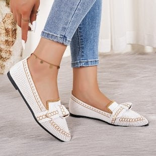 Damen  gewebte spitze Slipper mit dekorativer Schleife und gepolstertem Komfortfußbett Drune