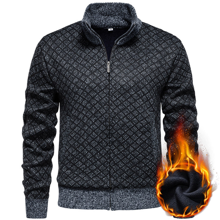 Herren Strickjacke im modernen Rautenmuster mit durchgehendem Reißverschluss Drune