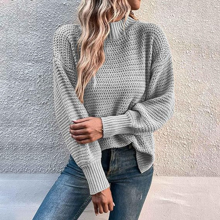 Damen Strickpullover mit hohem Kragen und strukturierter Masche Drune