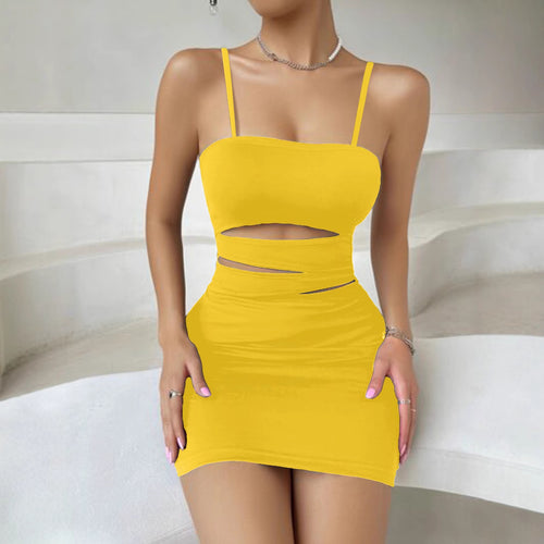 Damen Wickelkleid mit schmalen Spaghetti-Trägern und verführerischem Ausschnitt Drune