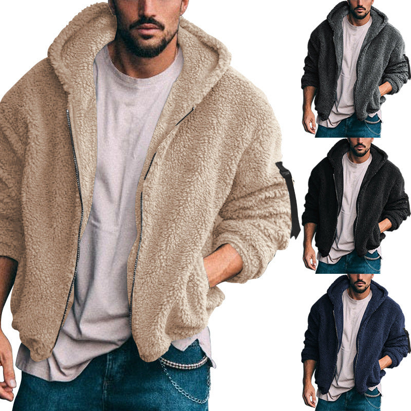 Herren Fleecejacke mit weichem Innenfutter und Kapuze Drune